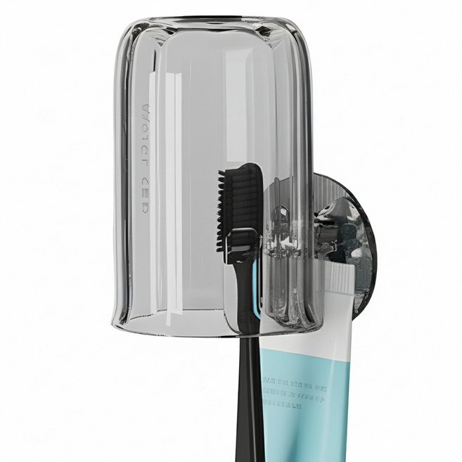 한봄누리 무타공 올인원 칫솔걸이 + 치약꽂이 + 양치컵 세트, 그레이, 1세트