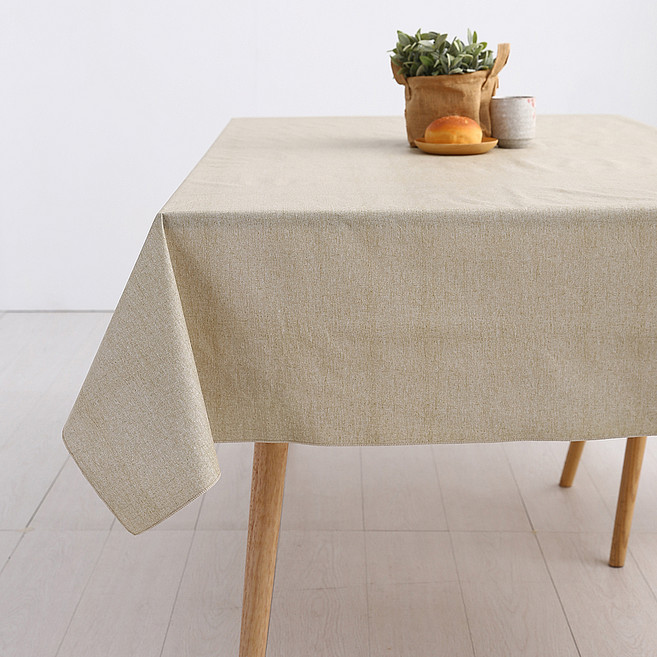 casabella 美麗家居 日系防水桌巾 淺褐亞麻紋 132x178cm, 132 x 178cm, 1條
