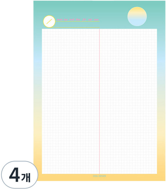 아이씨엘디자인 그리드 노트패드, 그라데이션 블루 옐로우, 4개, 46매