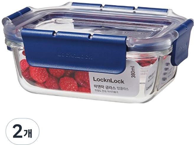 락앤락 탑클라스 직사각 밀폐용기 블루, 2개, 380ml