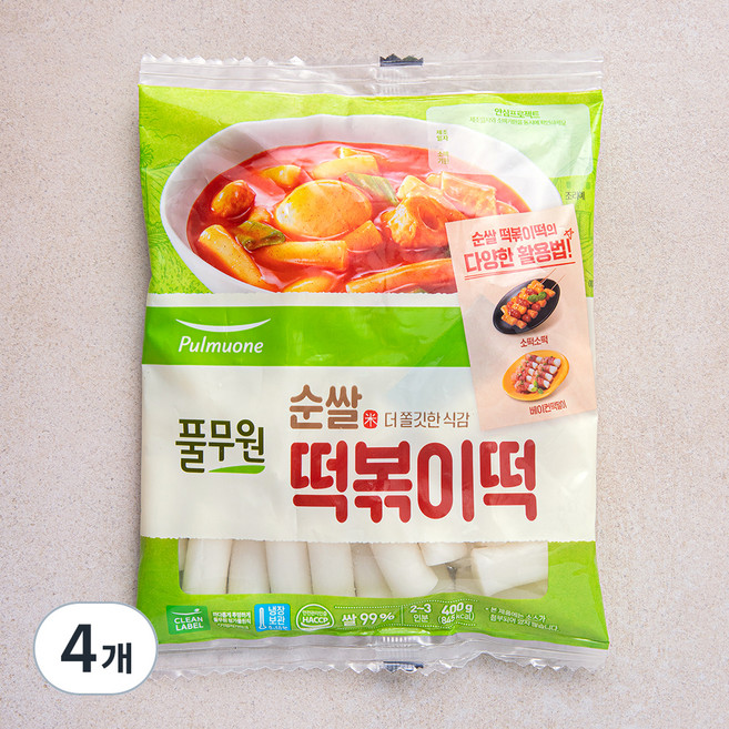 풀무원 순쌀 떡볶이떡, 4개, 400g