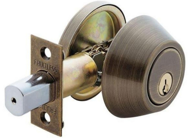 FAULTLESS 加安牌 房間輔助鎖 卡霸鑰匙 D281 青古銅 60mm鎖閂長度 適用門厚32~45mm, 1個