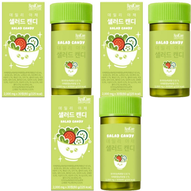리얼케어 데일리 야채 샐러드 캔디, 3개, 30정
