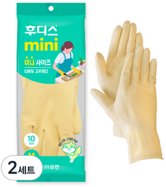 오런 후디스 고무장갑 미니 10P, 아이보리, 중(M), 2세트