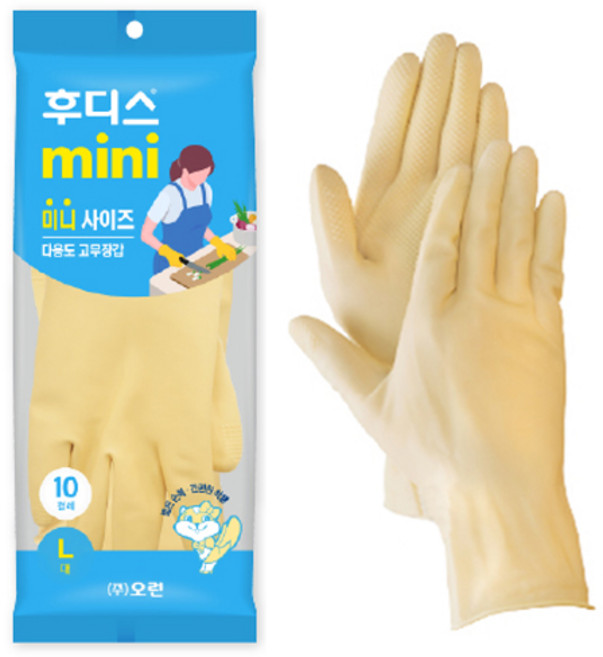 오런 후디스 고무장갑 미니 10P, 아이보리, 대(L), 1세트