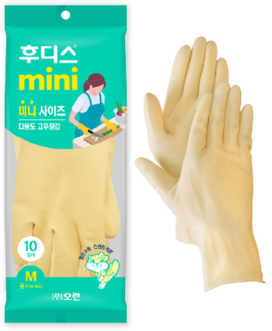 오런 후디스 고무장갑 미니 10P, 아이보리, 중(M), 1세트