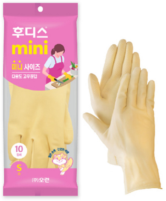 오런 후디스 고무장갑 미니 10P, 아이보리, 소(S), 1세트
