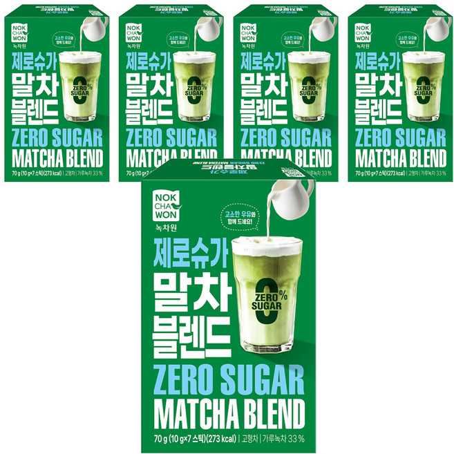 NOKCHAWON 綠茶園 零糖抹茶混合, 5個, 10g, 7入
