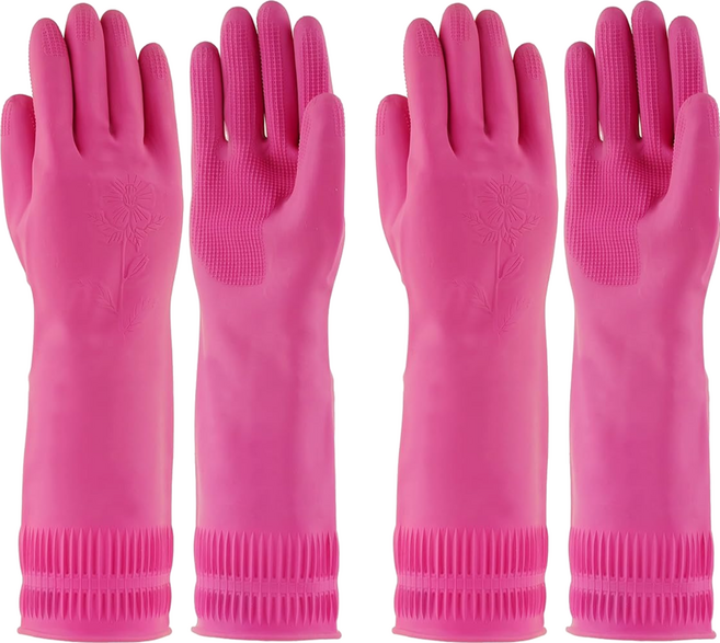 Mamison 花朵浮雕乳膠手套, M(35 x 21cm), 粉色, 2雙