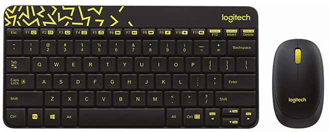 logitech 羅技 公司貨 MK240 Nano無線鍵盤滑鼠組, Y-R0036 M-R0041, 黑黃色, 一般型