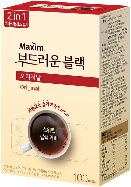 맥심 오리지날 부드러운 블랙 커피믹스, 2.7g, 100개입, 1개