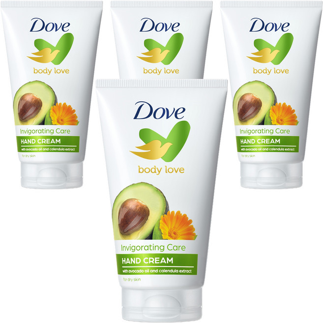 도브 바디러브 인비고레이팅 케어 핸드크림 아보카도 앤 자스민 향, 75ml, 4개