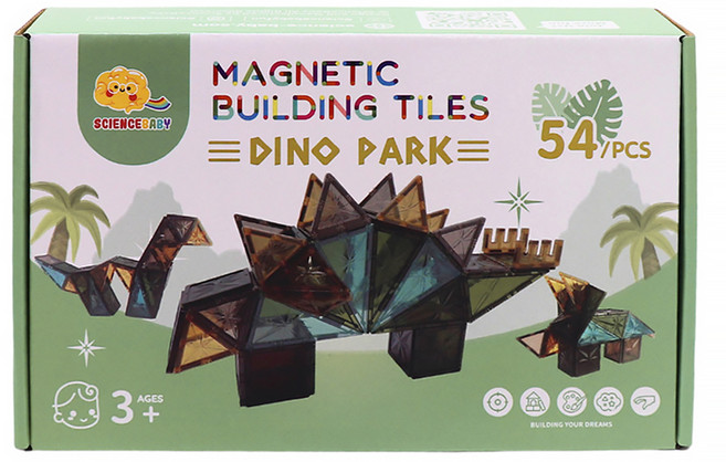 磁力片恐龍樂園 3歲以上 54片, 恐龍樂園, 1盒