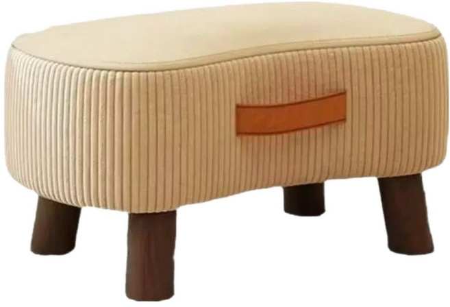 德利生活 軟包手提小矮凳 40 x 28 x 23cm, 米白, 1個
