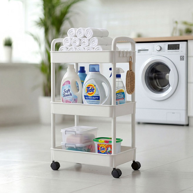 리네프 이동식 틈새 트롤리, 화이트, 3단