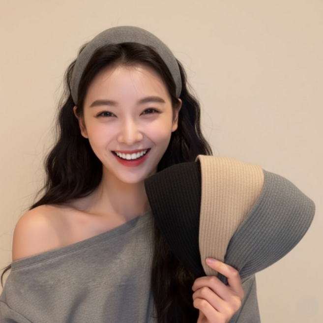 언니고무줄 와이드 골지 니트 헤어밴드 3종 세트 FREE