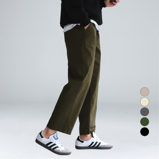 이브클로젯 남성용 코튼 스판 밴딩 테이퍼드핏 와이드 팬츠 6080-1