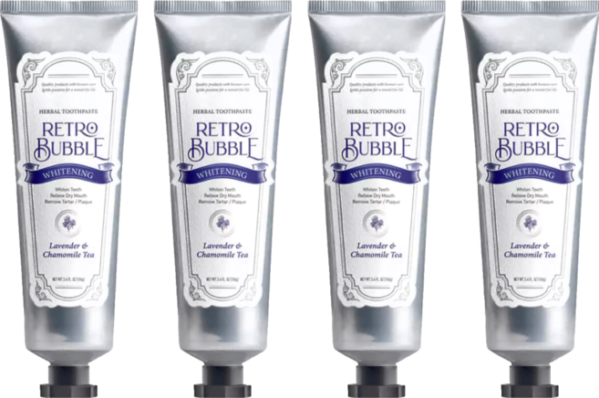 RETRO BUBBLE 淨化亮白草本精品無氟牙膏, 100g, 4條