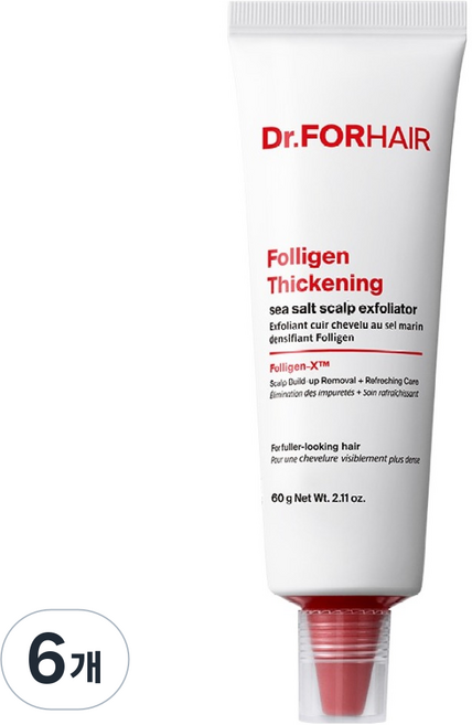 닥터포헤어 볼륨 강화 두피각질 탈모 폴리젠 씨크닝 엑스폴리에이터, 60g, 6개