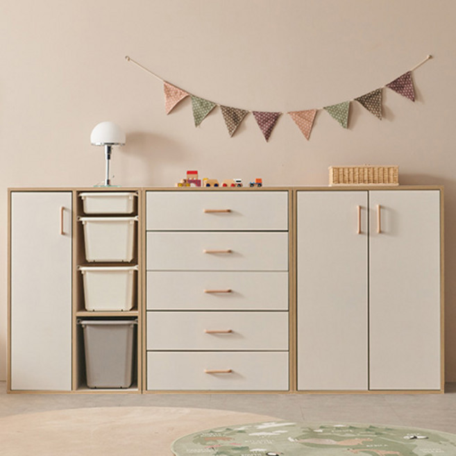 마마룸 아임 720 교구장 + 아임 800 옷장 + 아임 800 5단 서랍장 세트 (원목발 미포함) 방문설치, 크림화이트