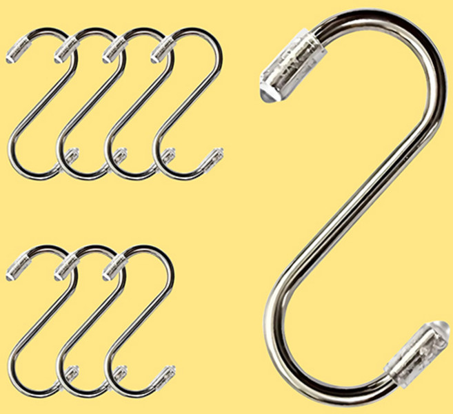 리빙홈디테일 스테인레스 S자 고리 캡형 7cm, 8개