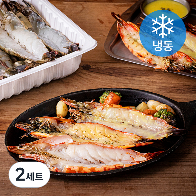 버터플라이 블랙타이거새우 55g x 5미 + 갈릭버터 소스 60g 세트 (냉동), 2세트