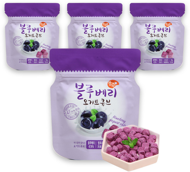 Jjangjuk 優格點心塊, 藍莓口味, 4包, 16g