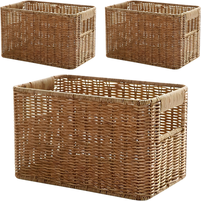 네이쳐리빙 데이지가든 내츄럴 라탄 바구니, 3개