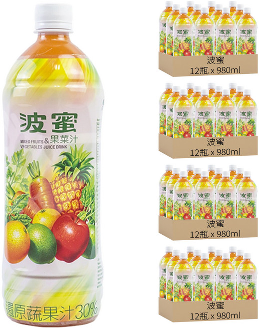 波蜜 果菜汁, 980ml, 48瓶