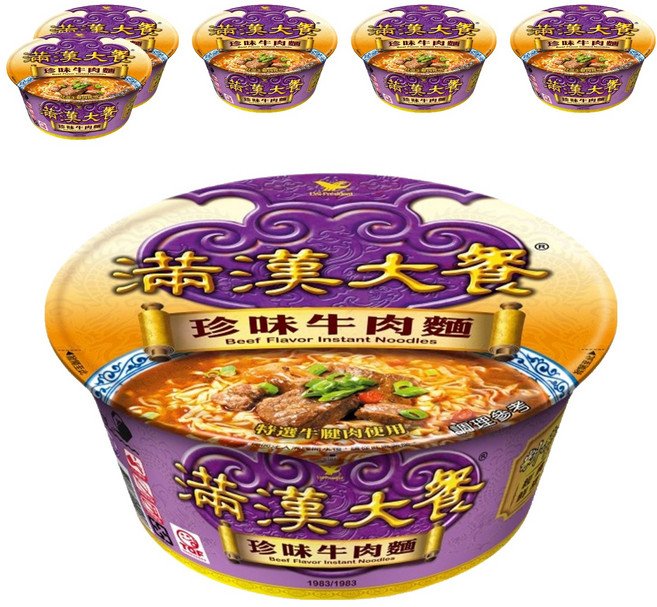 統一 滿漢大餐 珍味牛肉麵 187g, 6入