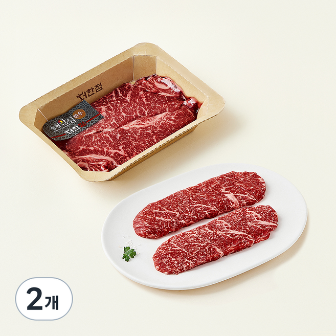 농협안심한우 더한점 채끝 1++등급 구이용 (냉장), 2개, 200g