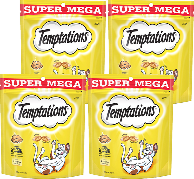 템테이션 고양이 스낵, 맛있는 닭고기맛, 350g, 4개