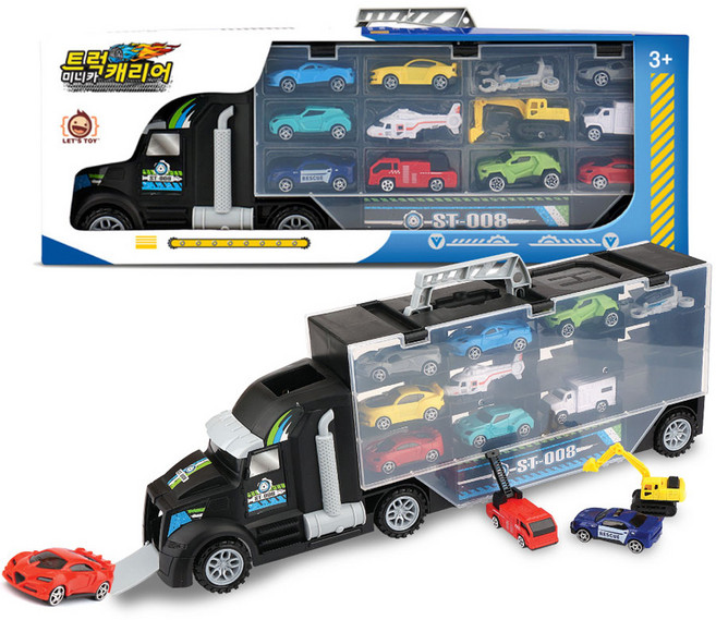 레츠토이 미니카 트럭 캐리어 자동차 장난감 세트, 혼합색상, 1개