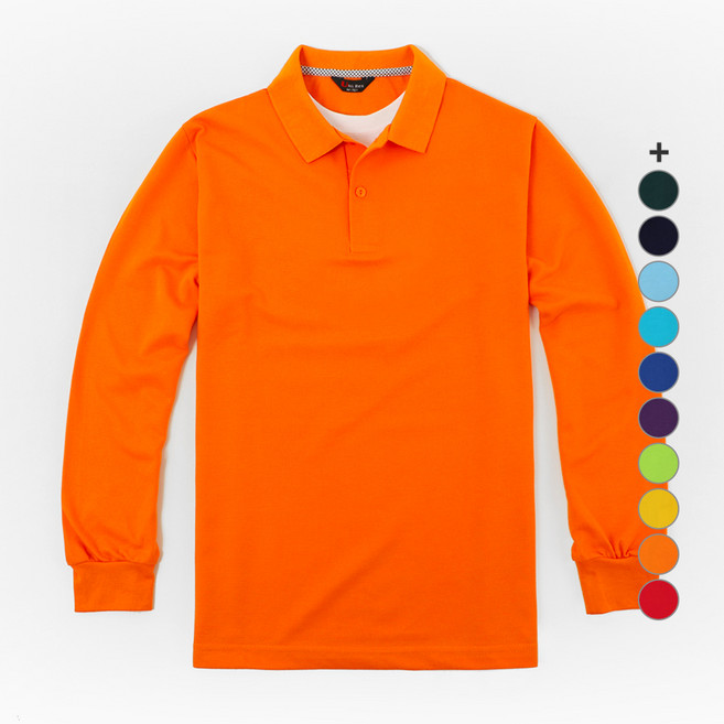 T-Sense 長袖彩色Polo衫, 橘色