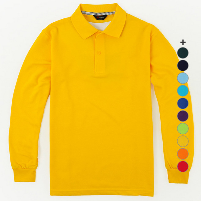 T-sense 長袖彩色Polo衫, 黃色