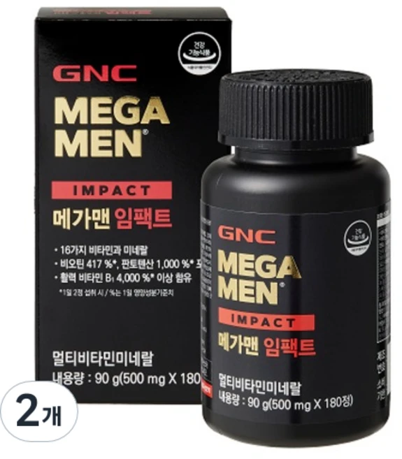 GNCMEGAMEN GNC 메가맨 임팩트 90g, 180정, 2개 - 쿠팡