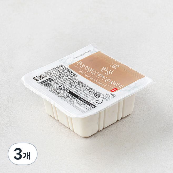 한둘 무농약 인증 콩으로 만든 한끼 순콩비지, 140g, 3개