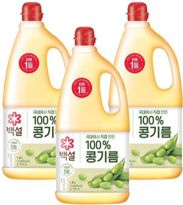백설 콩기름, 1.8L, 3개