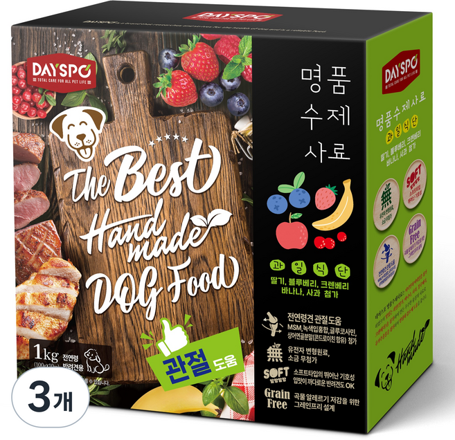 데이스포 전연령 강아지 명품 수제 소프트사료 10p, 오리, 1kg, 3개