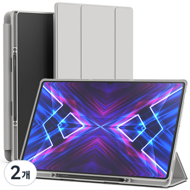 신지모루 스마트커버 펜슬 수납 태블릿PC 케이스, 웜 그레이, 2개