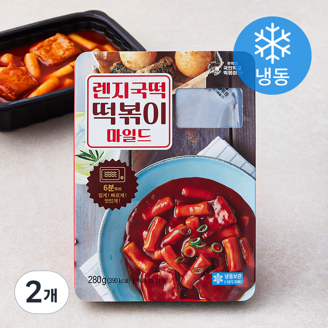 추억의국민학교떡볶이 렌지국떡 떡볶이 마일드 (냉동), 280g, 2개
