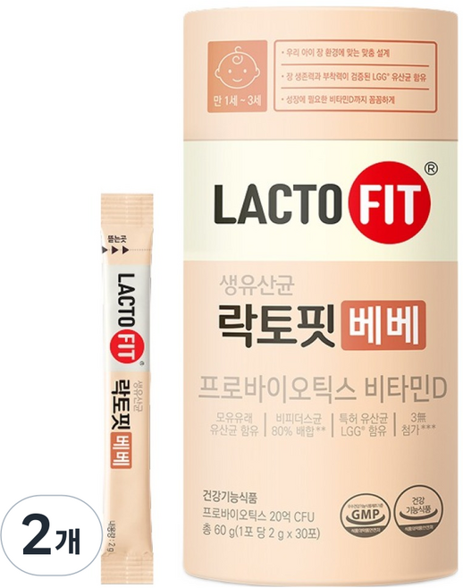 락토핏 베베 생유산균 30p, 60g, 2개
