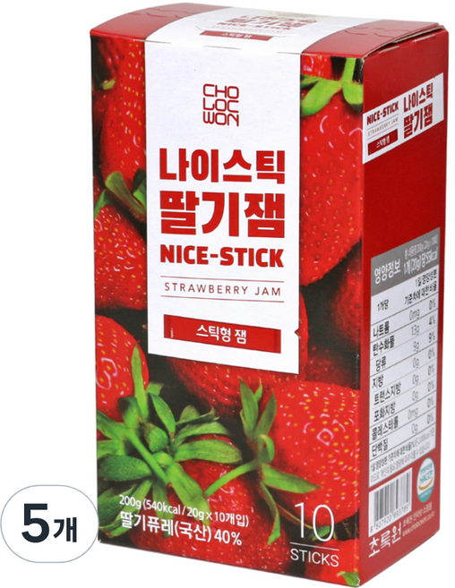 초록원 나이스틱 딸기잼 10p, 20g, 50개