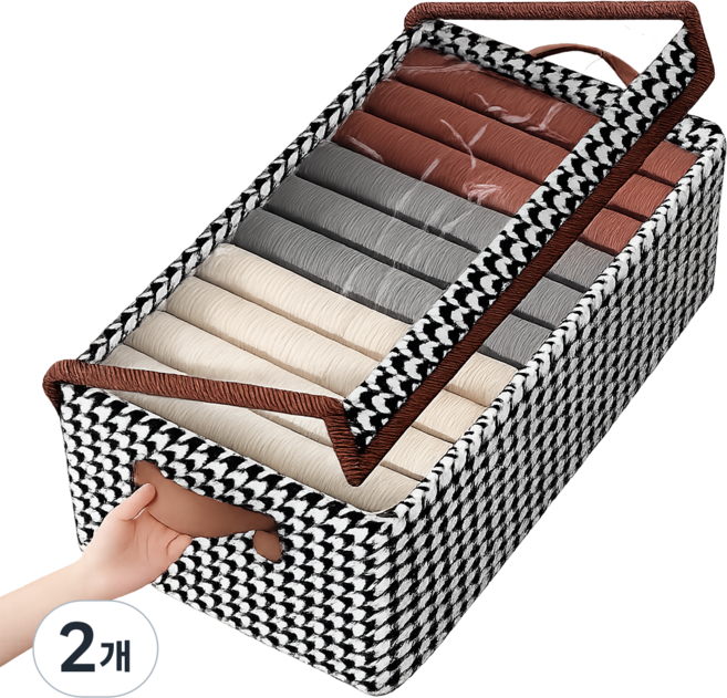 타이탄 이불 보관 패브릭 덮개 리빙박스, 버전체크무늬, 2개