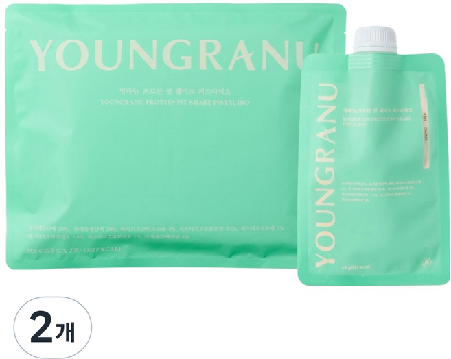 영라뉴 프로틴 핏 쉐이크 피스타치오 7p, 2개, 315g