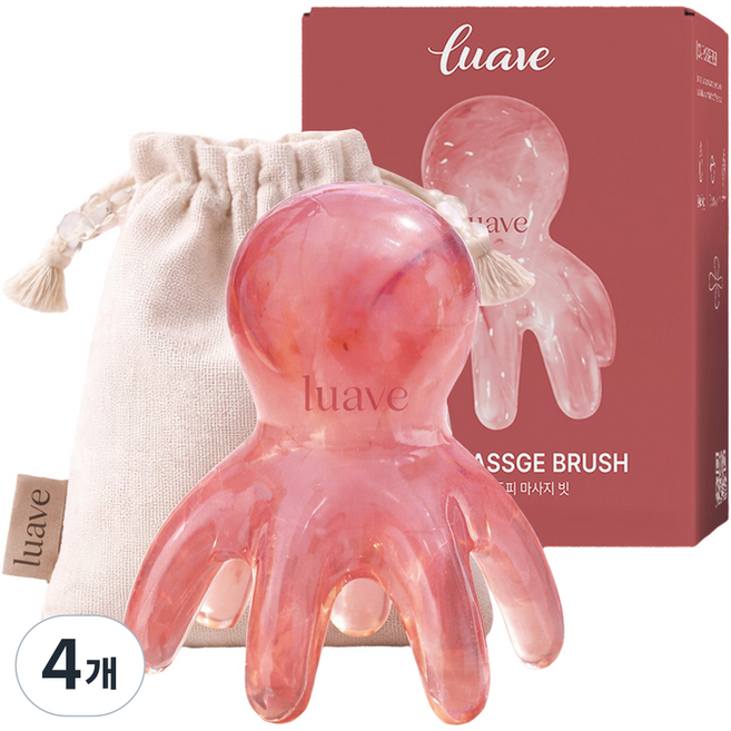 루아브 문어 두피 괄사 마사지기, 핑크, 4개