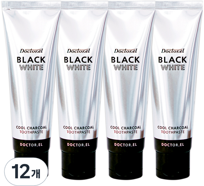 닥터이엘 블랙화이트 숯 치약, 120g, 12개