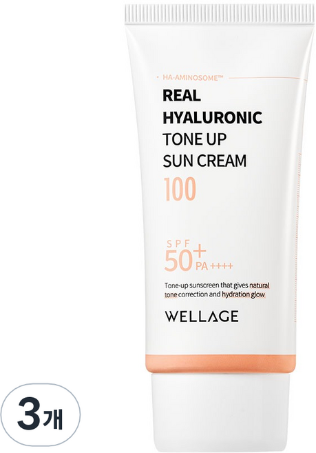 WELLAGE 唯拉珠 真實玻尿酸提亮防曬霜 SPF50+ PA++++, 50ml, 3個