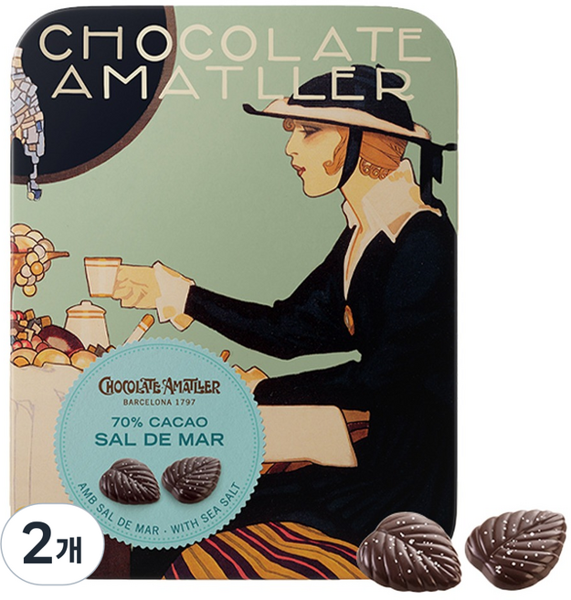 CHOCOLATE AMATLLER 70%可可海鹽黑巧克力, 60g, 2個