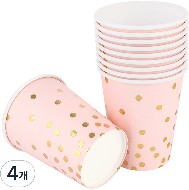 컨페티 파티컵 핑크 240ml, 30개입, 4개